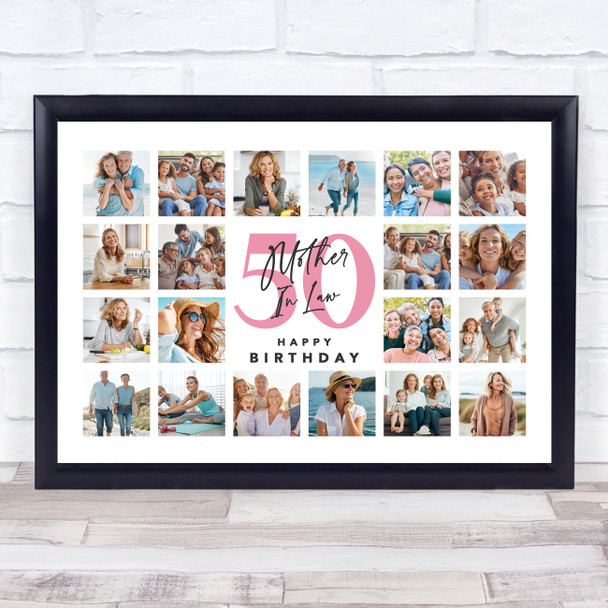 Photo Collage Print Or Canvas 50th Birthday Gift For Mother-In-Law 20-Photo