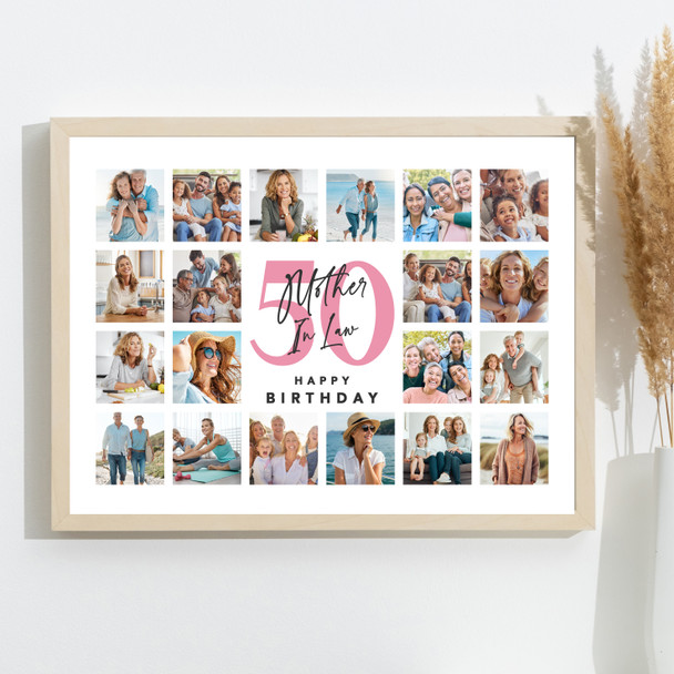 Photo Collage Print Or Canvas 50th Birthday Gift For Mother-In-Law 20-Photo