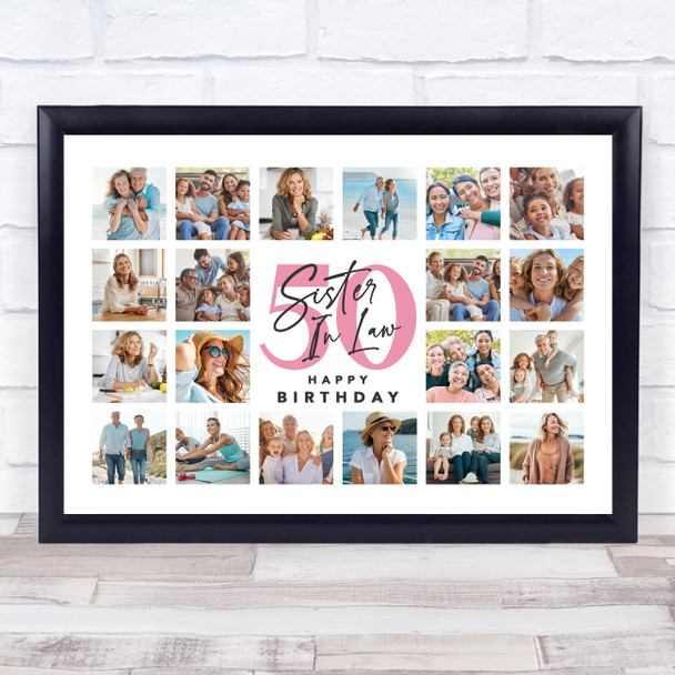 Photo Collage Print Or Canvas 50th Birthday Gift For Sister-In-Law 20-Photo