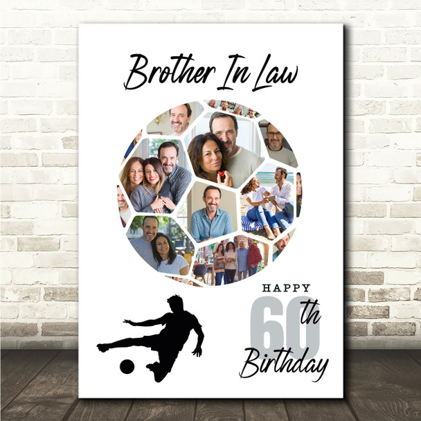 Photo Collage Print 60th Birthday Gift For Brother-In-Law 14-Photo Football