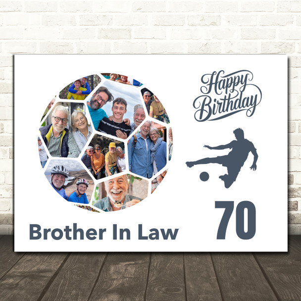 Photo Collage Print 70th Birthday Gift For Brother-In-Law 14-Photo Football