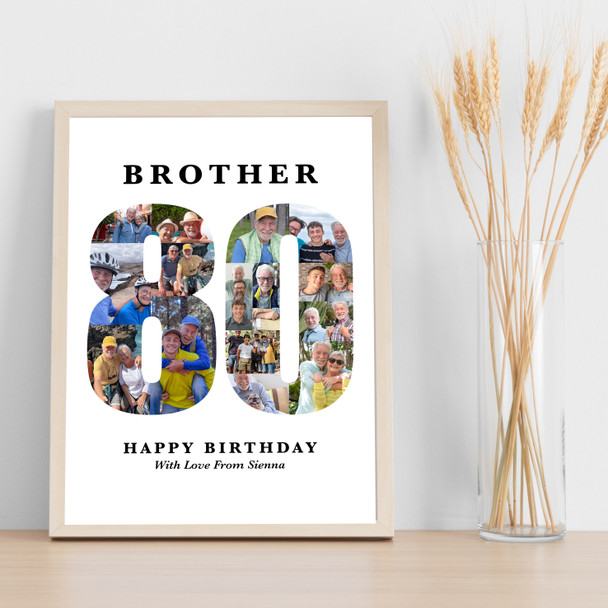 Photo Collage Print Or Canvas 80th Birthday Custom Gift For Him 16-Photo 80