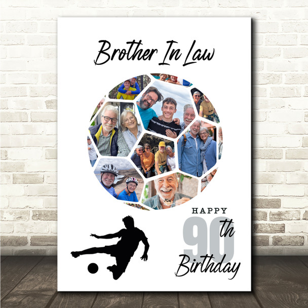 Photo Collage 90th Birthday Gift For Brother-In-Law 14-Photo Football Print