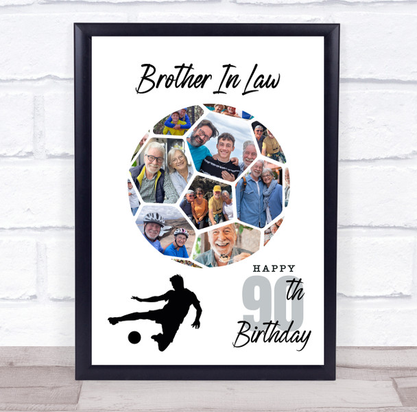 Photo Collage 90th Birthday Gift For Brother-In-Law 14-Photo Football Print