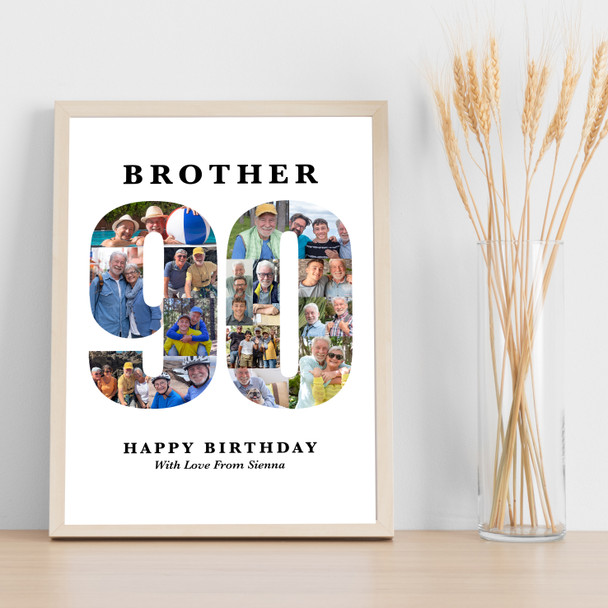 Photo Collage Print Or Canvas 90th Birthday Custom Gift For Him 16-Photo 90