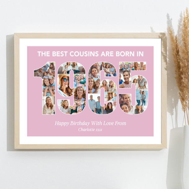 Photo Collage Pink Birthday Gift For Cousin Female 24-Photo Year 1965 Print Photo Collage Pink Birthday Gift For Cousin Female 24-Photo Year 1965 Print