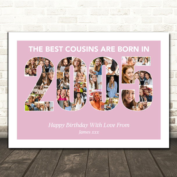 Photo Collage Pink Birthday Gift For Cousin Female 33-Photo Year 2005 Print Photo Collage Pink Birthday Gift For Cousin Female 33-Photo Year 2005 Print