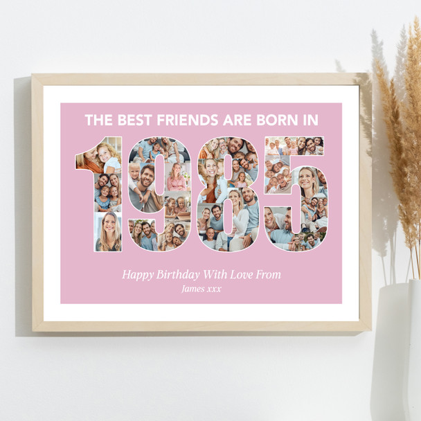 Photo Collage Pink Birthday Gift For Female Friend 22-Photo Year 1985 Print Photo Collage Pink Birthday Gift For Female Friend 22-Photo Year 1985 Print