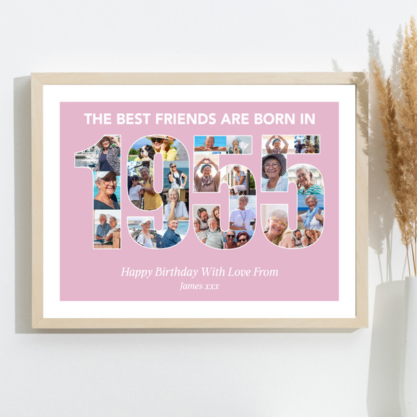 Photo Collage Pink Birthday Gift For Female Friend 23-Photo Year 1955 Print Photo Collage Pink Birthday Gift For Female Friend 23-Photo Year 1955 Print