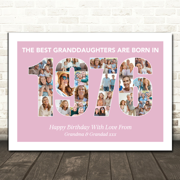 Photo Collage Pink Birthday Gift For Granddaughter 23-Photo Year 1976 Print Photo Collage Pink Birthday Gift For Granddaughter 23-Photo Year 1976 Print