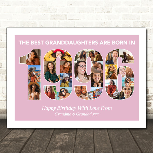 Photo Collage Pink Birthday Gift For Granddaughter 23-Photo Year 1996 Print Photo Collage Pink Birthday Gift For Granddaughter 23-Photo Year 1996 Print