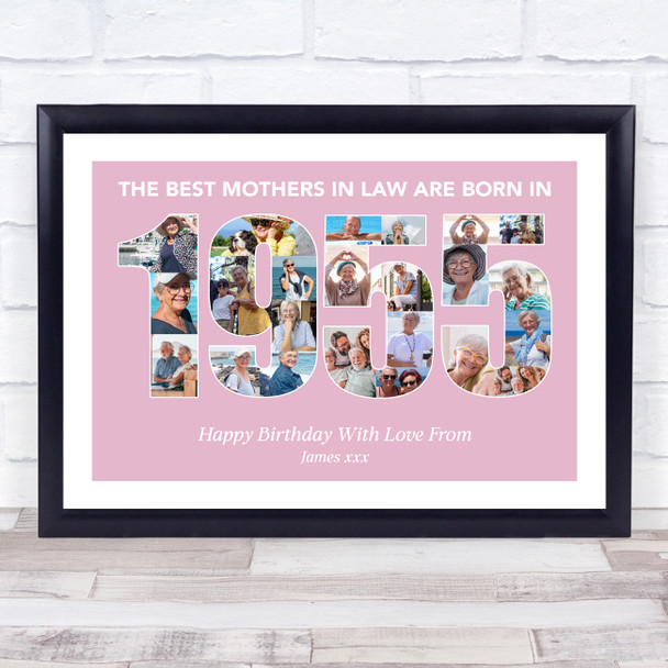Photo Collage Pink Birthday Gift For Mother-In-Law 23-Photo Year 1955 Print