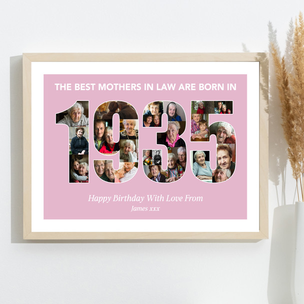 Photo Collage Pink Birthday Gift For Mother-In-Law 24-Photo Year 1935 Print