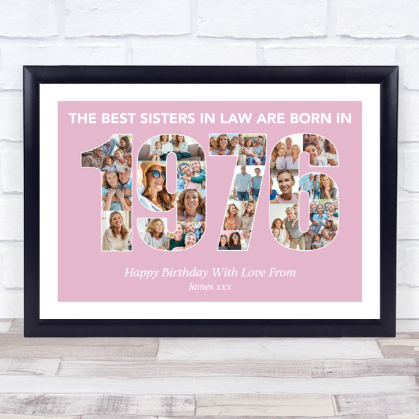 Photo Collage Pink Birthday Gift For Sister-In-Law 23-Photo Year 1976 Print Photo Collage Pink Birthday Gift For Sister-In-Law 23-Photo Year 1976 Print