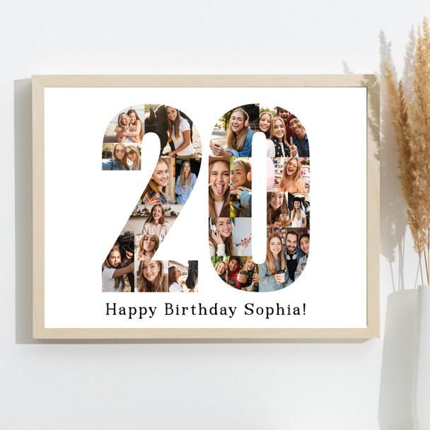 Photo Collage Print Or Canvas 20th Birthday Gift For Her 20-Photo Number 20 Photo Collage Print Or Canvas 20th Birthday Gift For Her 20-Photo Number 20