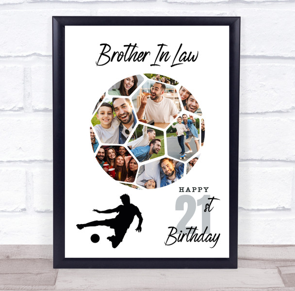 Photo Collage 21st Birthday Gift For Brother-In-Law 14-Photo Football Print