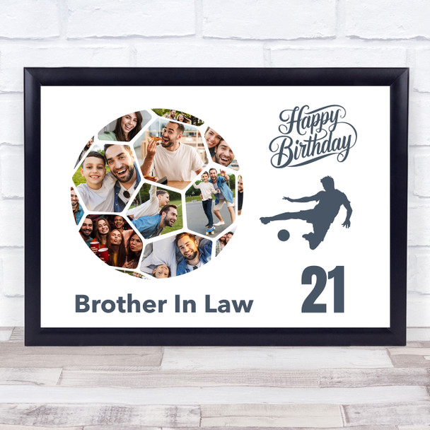 Photo Collage Print 21st Birthday Gift For Brother-In-Law 14-Photo Football