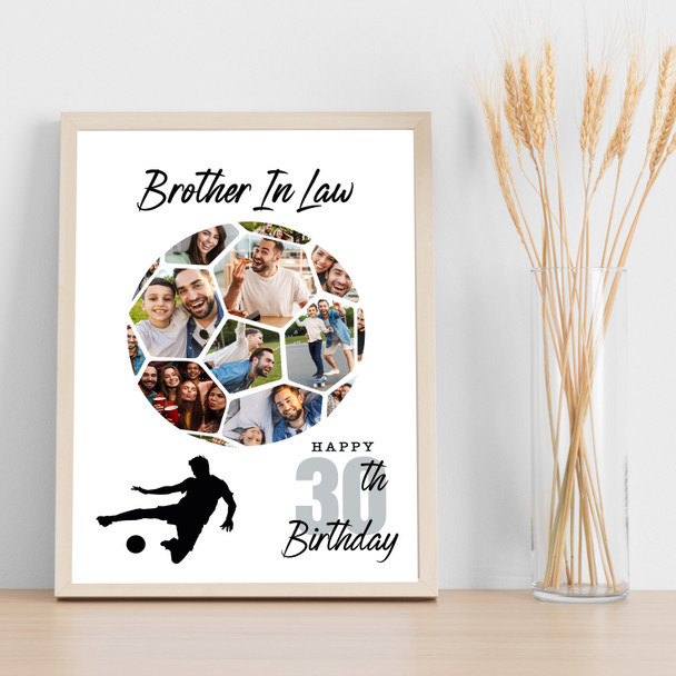 Photo Collage 30th Birthday Gift For Brother-In-Law 14-Photo Football Print