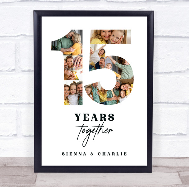 Photo Collage 15th Wedding Anniversary Gift 9-Photo 15 Years Together Print