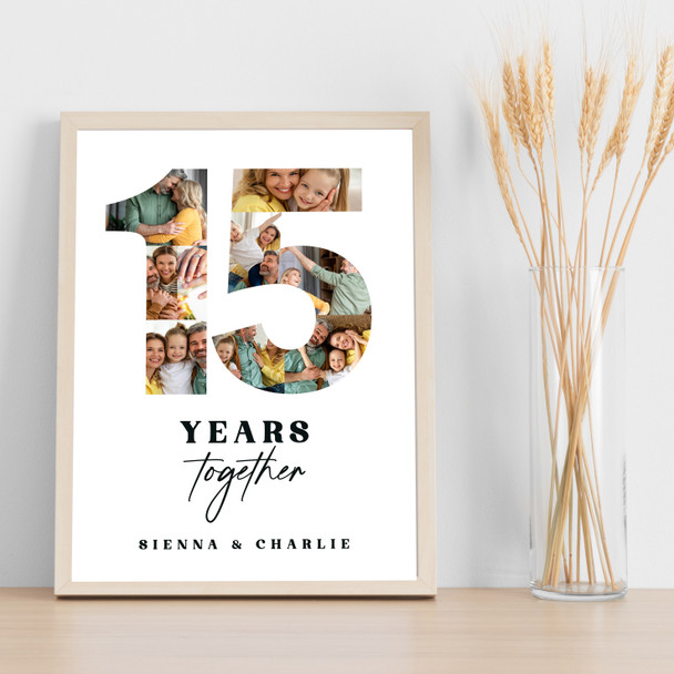 Photo Collage 15th Wedding Anniversary Gift 9-Photo 15 Years Together Print