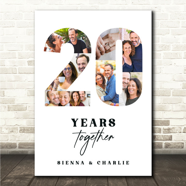 Photo Collage 20th Wedding Anniversary Gift 7-Photo 20 Years Together Print