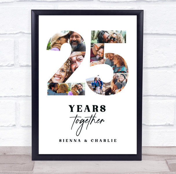 Photo Collage 25th Wedding Anniversary Gift 9-Photo 25 Years Together Print