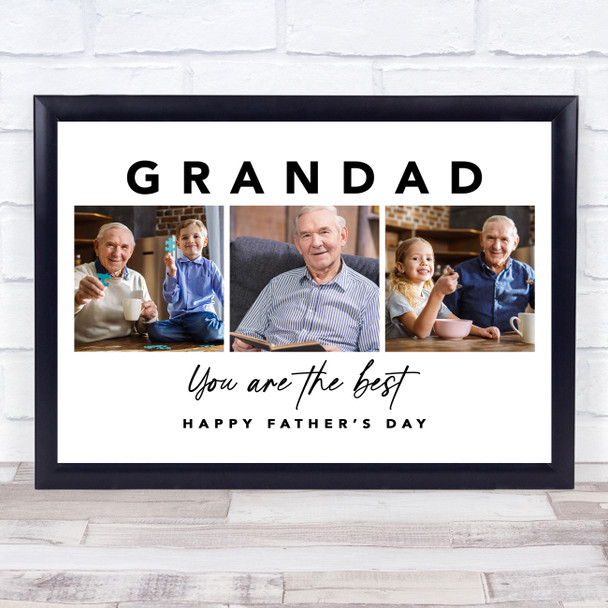 Photo Collage Gift For Grandad Father's Day 3-Photo Grandad The Best Print