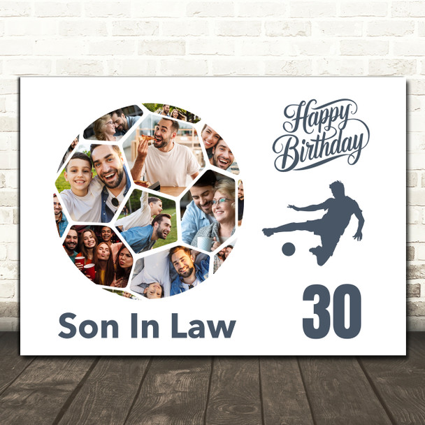 Photo Collage Print Or Canvas 30th Birthday Gift For Son 14-Photo Football