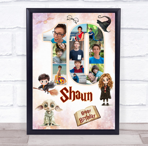 Photo Collage 10-Photo 10th Birthday Gift For Kids Boys Harry Potter Print