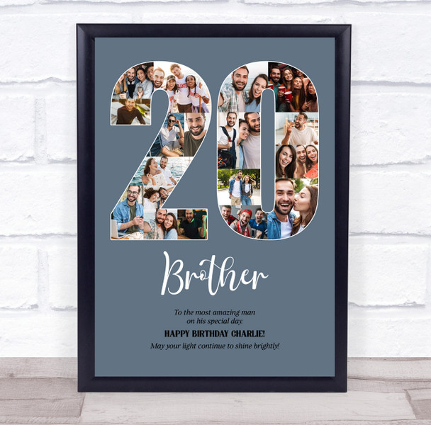 Photo Collage Print Or Canvas 20th Birthday 20-Photo Birthday Gift For Him