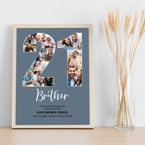 Photo Collage Print Or Canvas 21st Birthday 13-Photo Birthday Gift For Him
