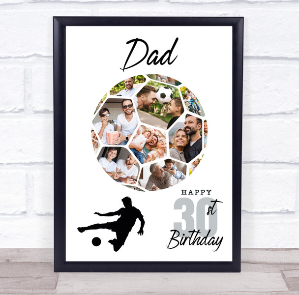 Photo Collage Print Or Canvas 30th Birthday Gift For Dad 14-Photo Football