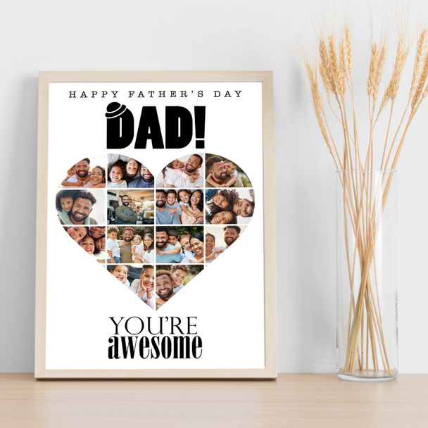 Photo Collage Father's Day Gift For Dad 14-Photo Dad You're Awesome Print Canvas Photo Collage Father's Day Gift For Dad 14-Photo Dad You're Awesome Print Canvas