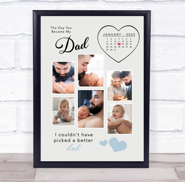 Photo Collage First Father's Day Gift For Dad 6-Photo Calendar Date Print Canvas
