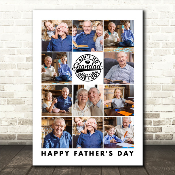 Photo Collage Grandad Gift For Father's Day 11-Photo Ain't No Daddy Print Canvas