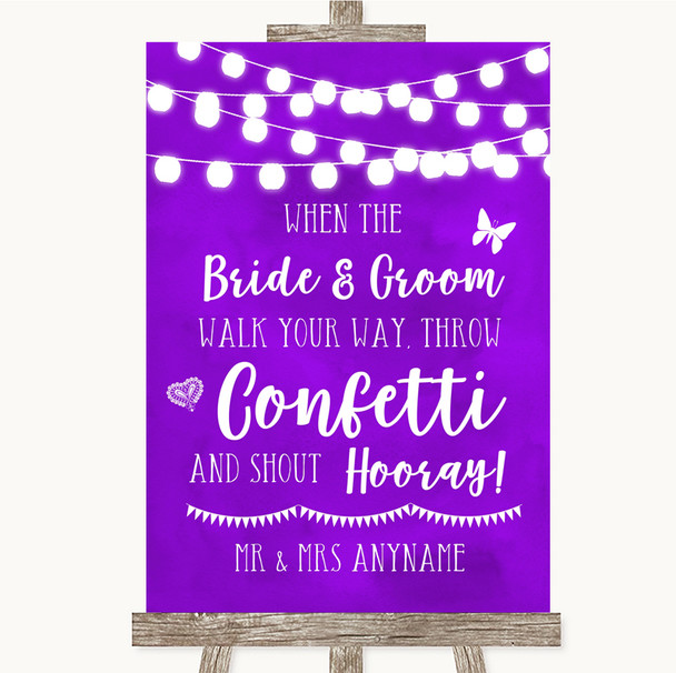 Purple Watercolour Lights Confetti Personalised Wedding Sign