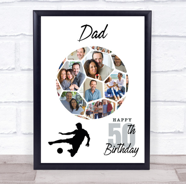 Photo Collage 50th Birthday Gift For Him 14-Photo Football Portrait Print Canvas