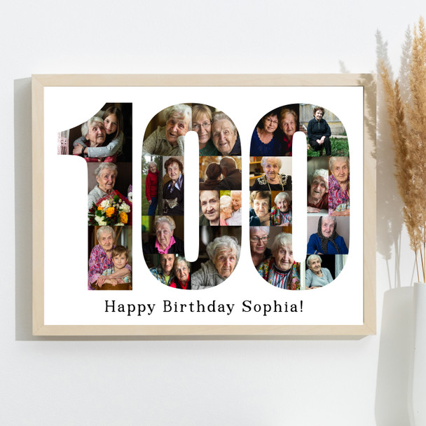 Photo Collage 100th Birthday Gift For Her Gift For Her 23-Photo 100 Print Canvas