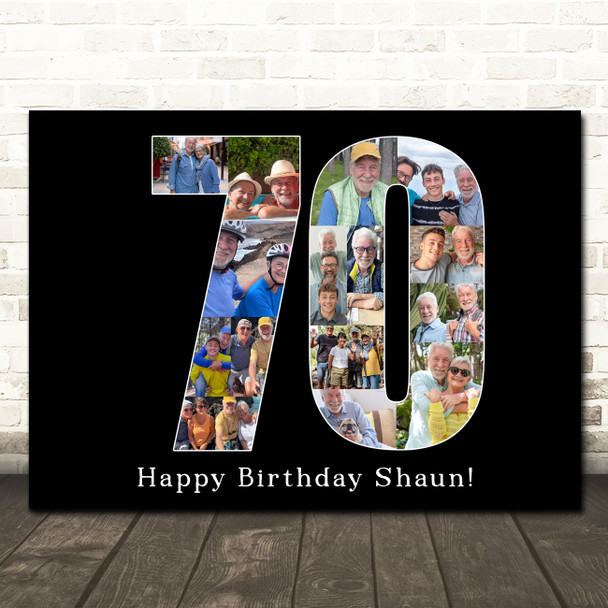 Photo Collage 70th Birthday 16-Photo Birthday Gift For Him 70 Black Print Canvas Photo Collage 70th Birthday 16-Photo Birthday Gift For Him 70 Black Print Canvas