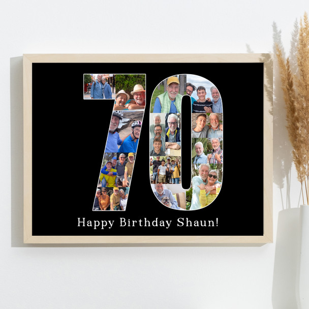 Photo Collage 70th Birthday 16-Photo Birthday Gift For Him 70 Black Print Canvas Photo Collage 70th Birthday 16-Photo Birthday Gift For Him 70 Black Print Canvas