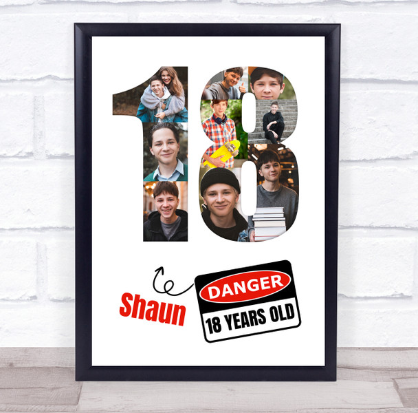 Photo Collage 9-Photo 18th Birthday Gift For Teens Boys Danger Sign Print Canvas Photo Collage 9-Photo 18th Birthday Gift For Teens Boys Danger Sign Print Canvas