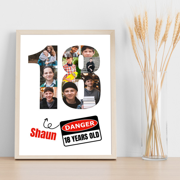 Photo Collage 9-Photo 18th Birthday Gift For Teens Boys Danger Sign Print Canvas Photo Collage 9-Photo 18th Birthday Gift For Teens Boys Danger Sign Print Canvas