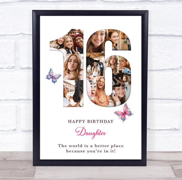 Photo Collage 11-Photo 16th Birthday Gift For Teens Girls Butterfly Print Canvas Photo Collage 11-Photo 16th Birthday Gift For Teens Girls Butterfly Print Canvas