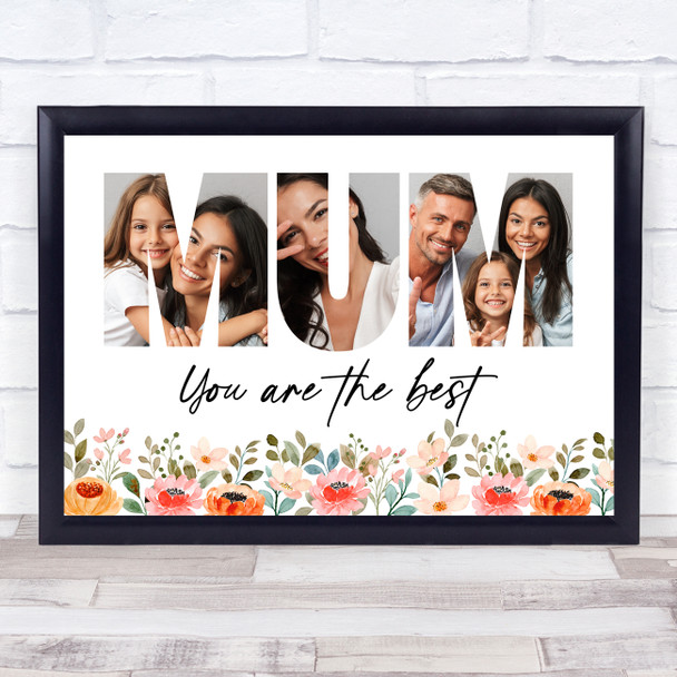 Photo Collage Mother's Day Gift For Mum 3-Photo Any Occasion Floral Print Canvas