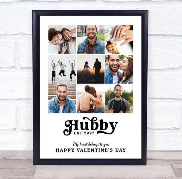 Photo Collage Valentine's Day 9-Photo Custom Gift For Hubby Husband Print