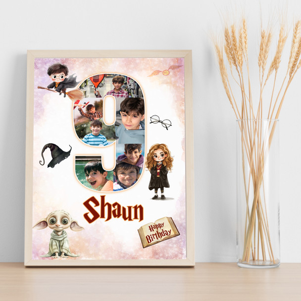 Photo Collage 7-Photo 9th Birthday Gift For Kids Boys Harry Potter Print Canvas