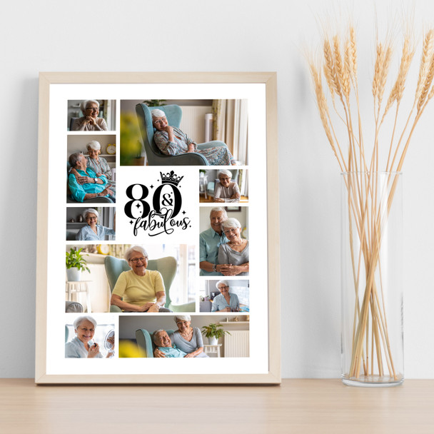 Photo Collage 80th Birthday Gift For Anyone 10-Photo 80th Birthday Print Canvas