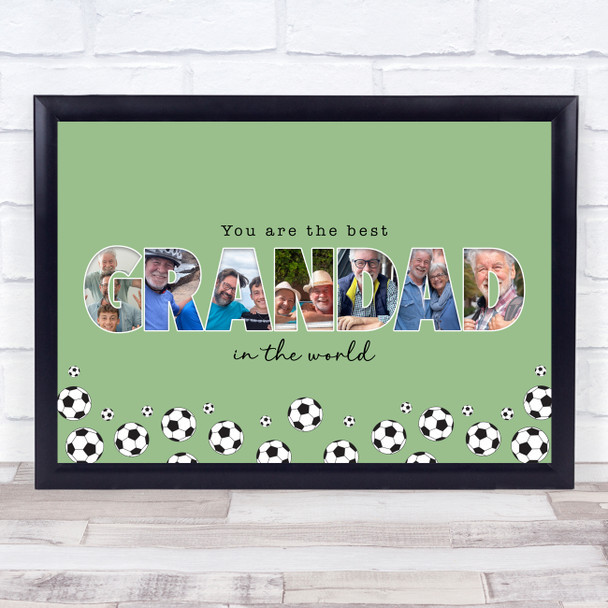 Photo Collage Green Football 7-Photo Any Occasion Gift For Grandad Print Canvas