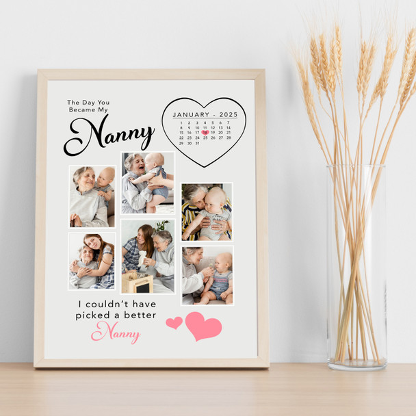 Photo Collage Gift For Nanny Mother's Day 6-Photo Calendar My Nan Print Canvas