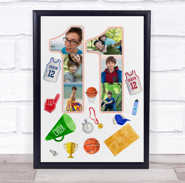 Photo Collage 6-Photo 11th Birthday Gift For Kids Boys Basketball Print Canvas Photo Collage 6-Photo 11th Birthday Gift For Kids Boys Basketball Print Canvas